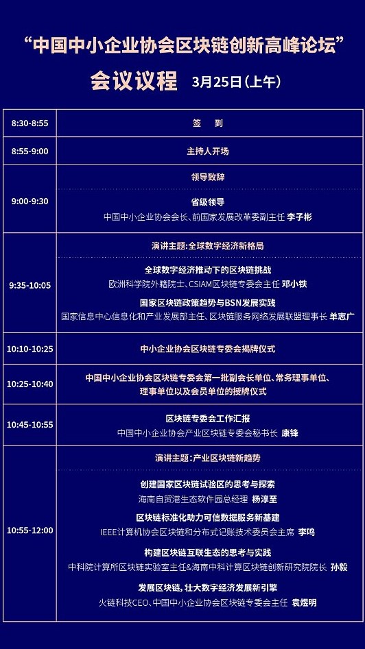 第一屆“中國中小企業(yè)協(xié)會區(qū)塊鏈創(chuàng)新高峰論壇”將在?？谂e行！