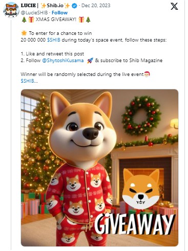 Shiba Inu 團隊贈送 2000 萬個 SHIB 給幸運用戶