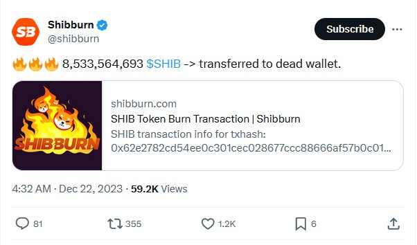 Shiba Inu 在第三次 SHIB 銷毀中將 8.53B SHIB 轉(zhuǎn)移到死錢包
