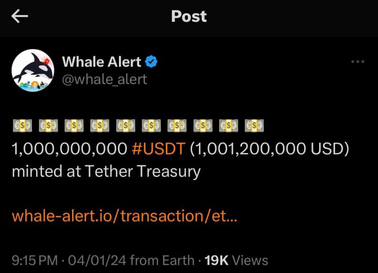 Tether 金庫的 10 億美元 USDT 注入：市場飆升的催化劑?